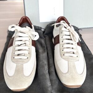 NEW Tom Ford Tricolor Canvas And Suede Oxford Sneakers